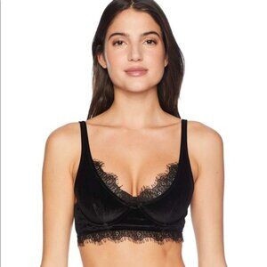 Free People Intimately  Size 34A EUC Velvet Eyelash Lace Underwire Bra Bralette